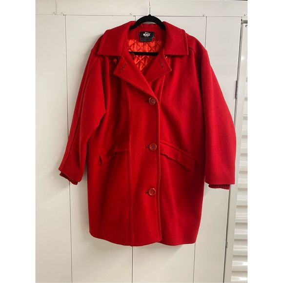 Woolrich 100% Wool Red Long Hooded Coat, Size Small, MSRP $790 - Picture 3 of 10